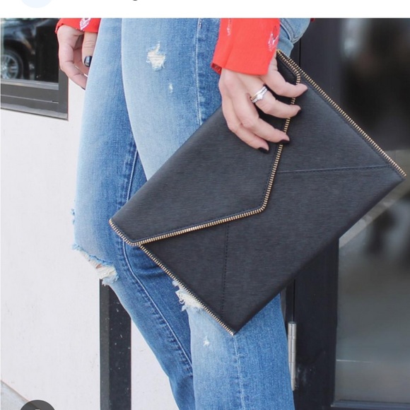 Rebecca Minkoff Black Envelope Clutch and Tory Burch Red Card Holder - Picture 1 of 12